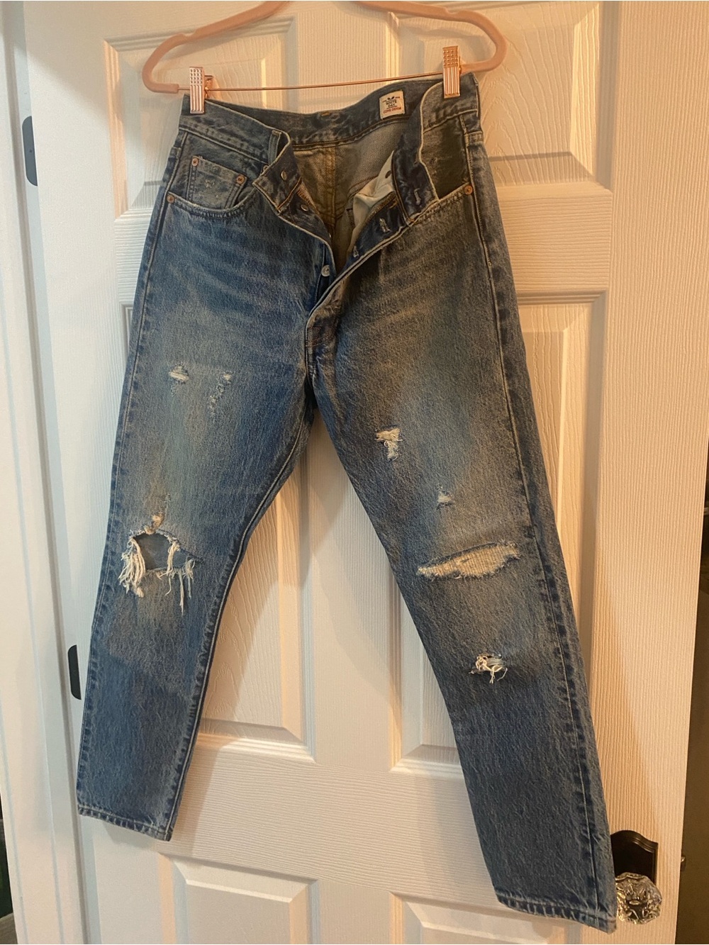 Levis Distressed Blue Denim Jeans - Classic Rigid Fit